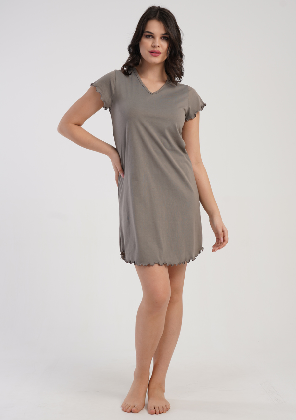 Koszula Nocna Vienetta Soft Taupe, Szaro-beżowy r. M-XXL