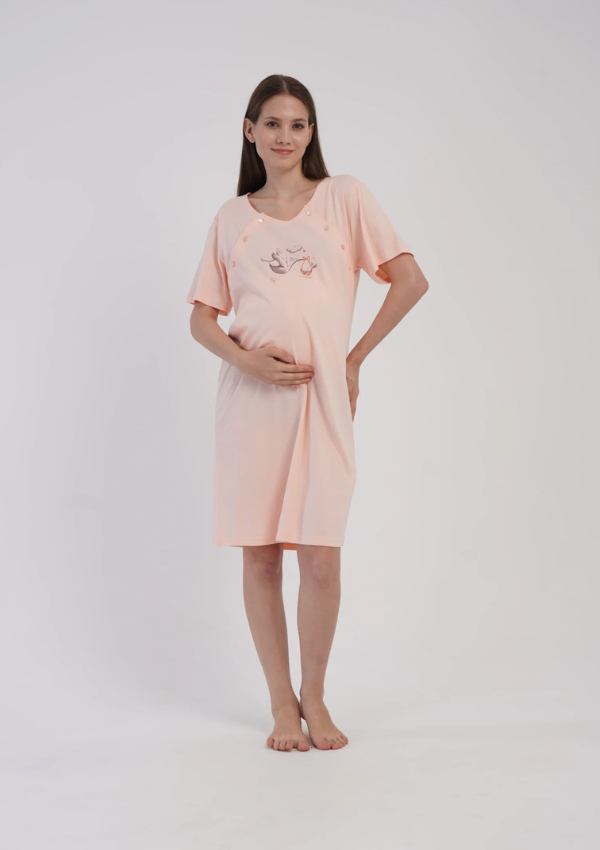 Koszula do Karmienia Vienetta Peach Stork, Brzoskwiniowy, r. S-XL