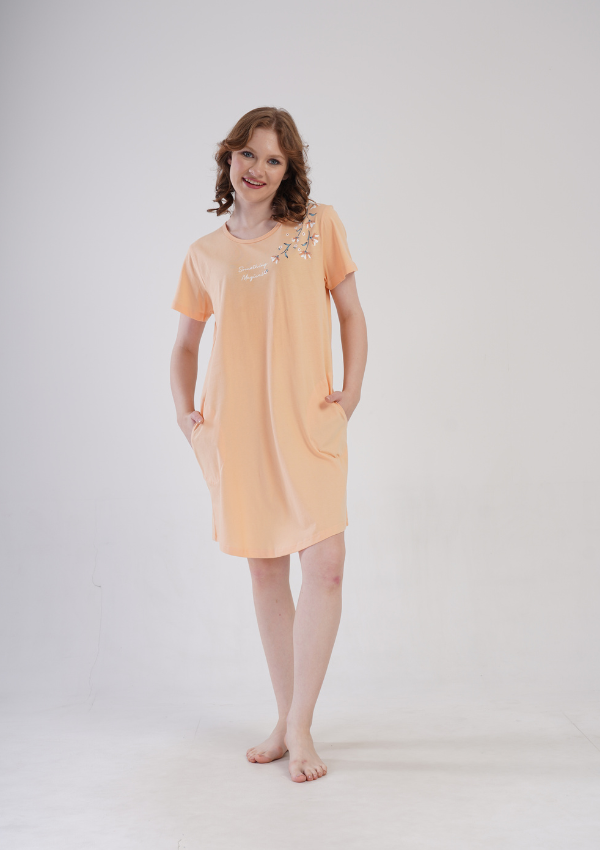 Koszula Nocna Damska Vienetta Peach Bloom, Brzoskwiniowy, r. 1XL - 4XL