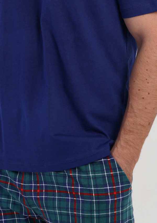 Piżama Męska Vienetta Summer Check, Granatowy, r. 1XL-4XL