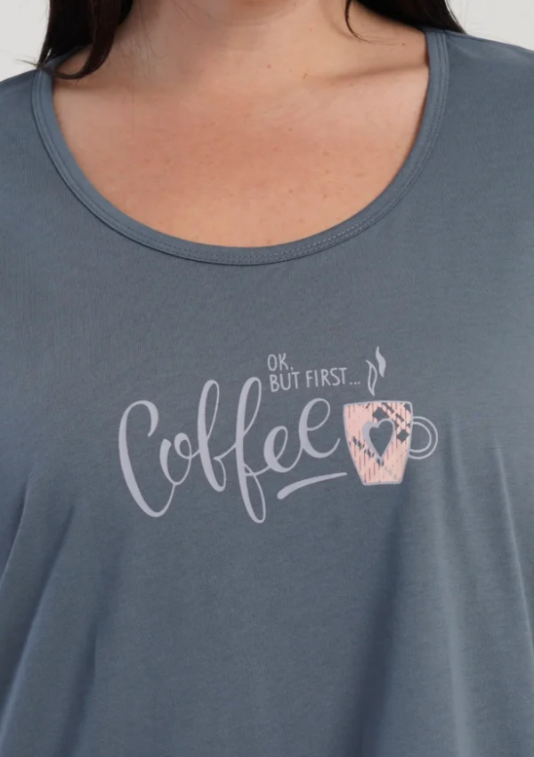 Koszula Nocna Damska Vienetta Gray Coffee, Szary, r. 1XL - 4XL