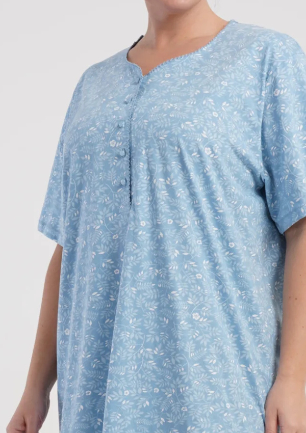Koszula Nocna Damska Vienetta Blue Botanica, Niebieski, r. 1XL - 4XL