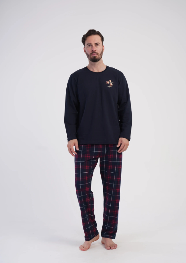 Piżama Męska Ocieplana Vienetta Midnight Burgundy, Granatowy, r. M-XXL