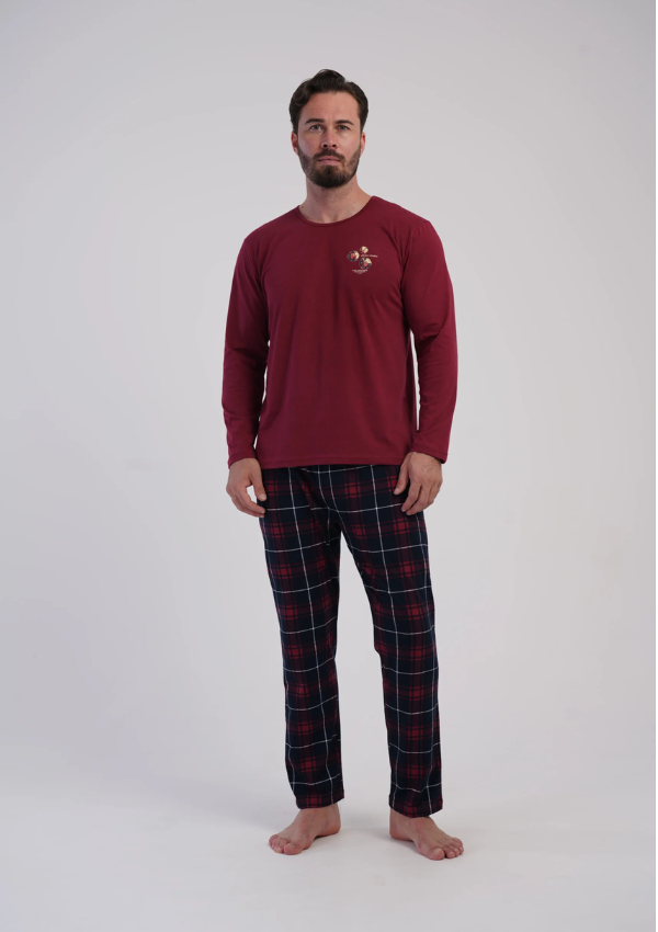 Piżama Męska Vienetta Navy Heritage, Bordowy, r. M-XXL