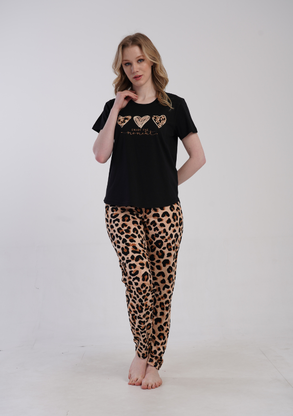 Piżama Damska Vienetta Wild Moment, Czarny, r. 1XL-4XL