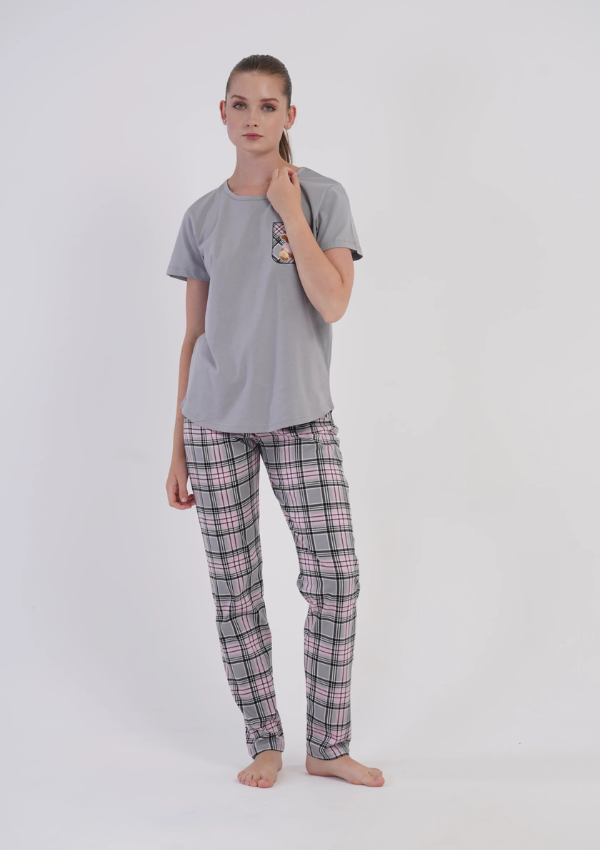 Piżama Damska Vienetta Blush Teddy, Szary, r. M-XXL
