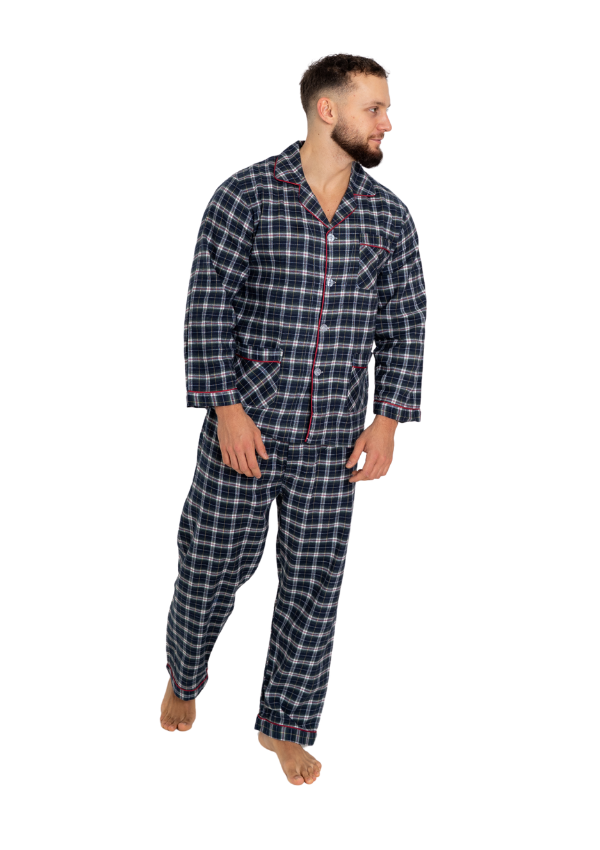 Piżama Męska Flannel Comfort, Niebieski, r. M- XL