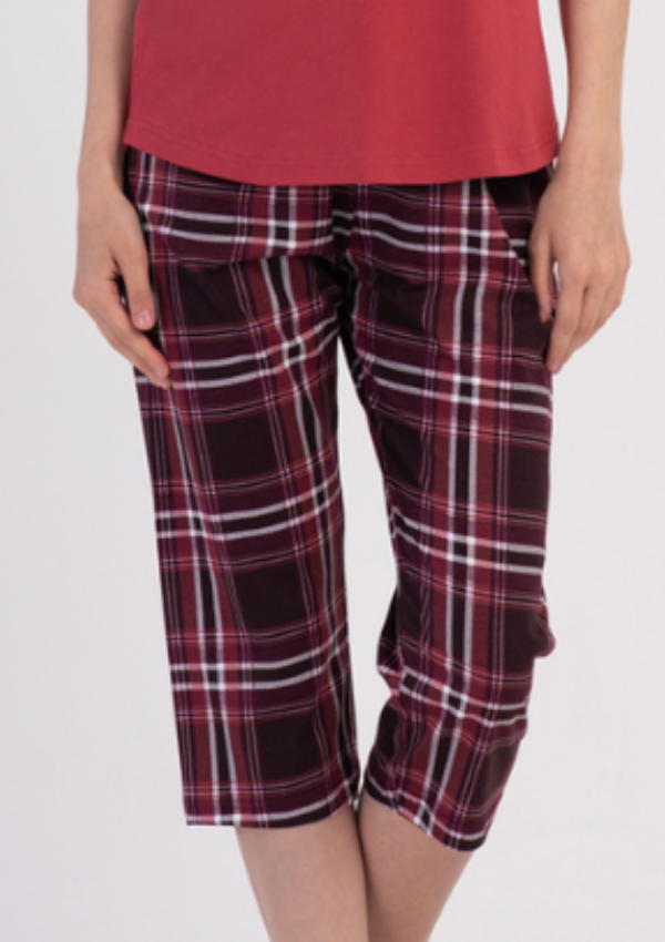 Piżama Damska Vienetta Red Check, Czerwony, r. M-XXL