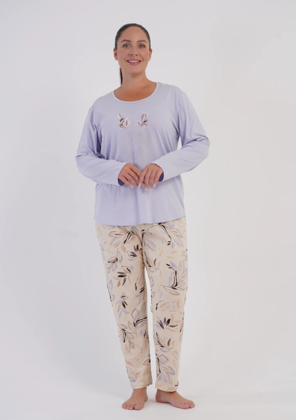 Piżama Damska Vienetta Sky Botanical, Niebieski, r. 1XL-4XL