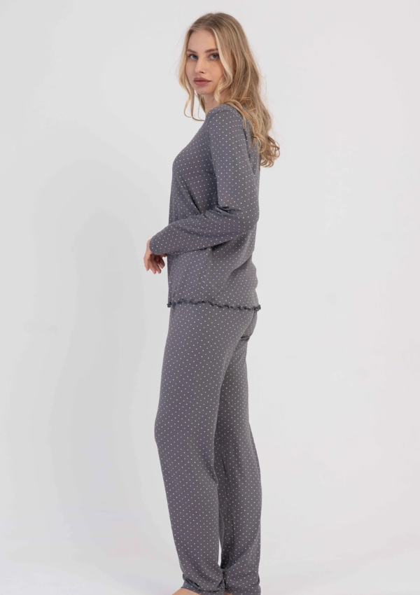 Piżama Damska Vienetta Dots Dream, Szary, r. S-XL