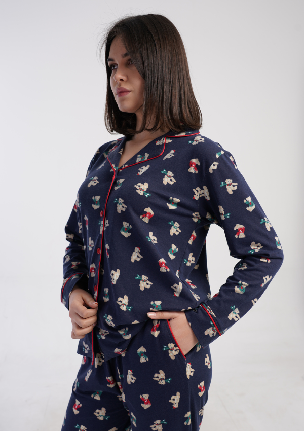 Piżama Damska Vienetta Winter Bears, Granatowy, r. M-XXL