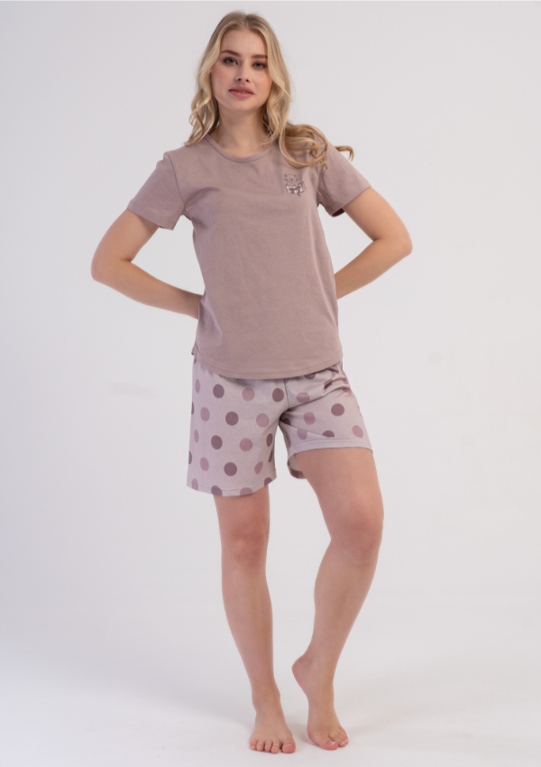 Piżama Damska Vienetta Sweet Dots, Różowy, M -XXL