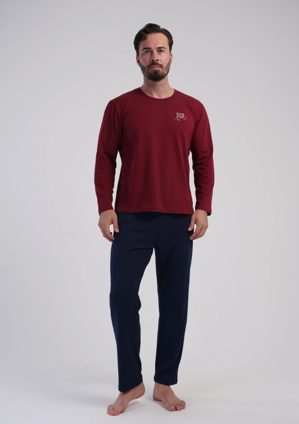 Piżama Męska Vienetta Navy Essential, Bordowy, r. M-XXL