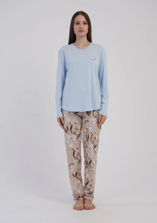 Piżama Damska Vienetta Blue Floral, Niebieski, r. M-XXL
