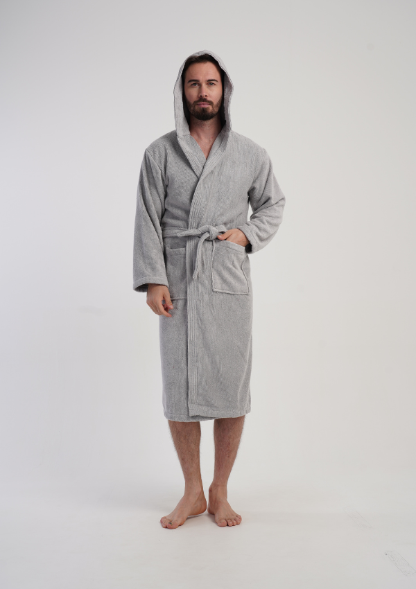 Szlafrok męski Vienetta Gray Night, Szary, r. M-XXL