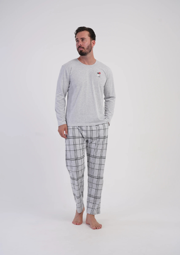 Piżama Męska Vienetta Black Grey, Szary, r. M-XXL
