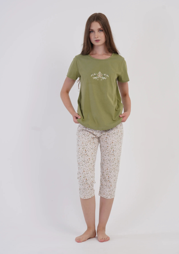 Piżama Damska Vienetta Meadow Bloom, Zielony, r. M-XXL