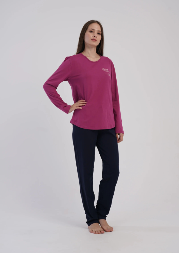 Piżama Damska Vienetta Fuchsia Navy, Fuksja, r. S-XL