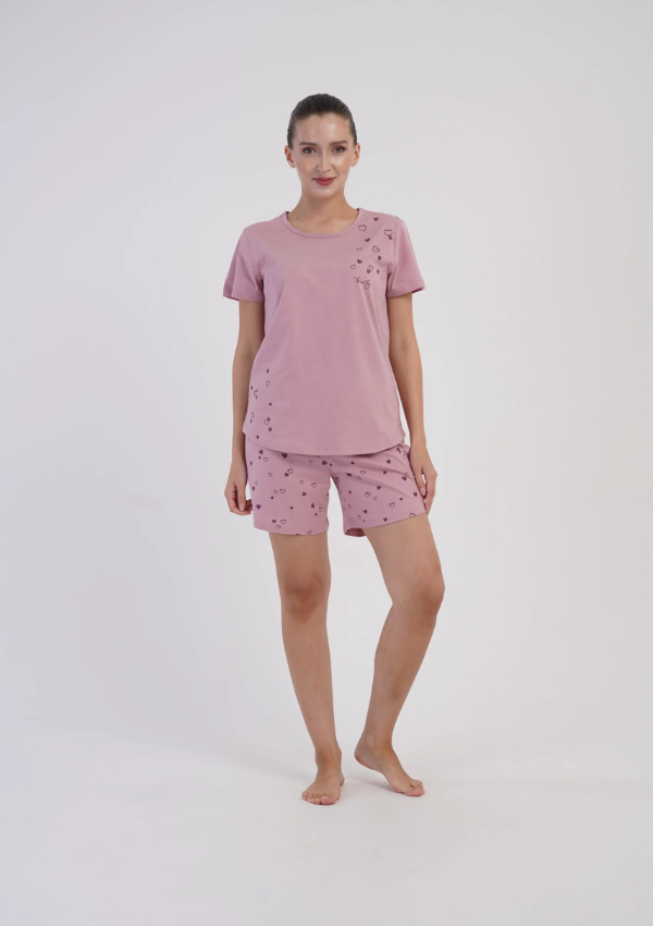 Piżama Damska Vienetta Rose Heart, Różowa, S-XL