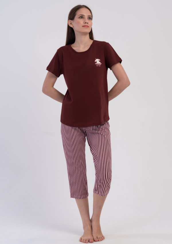 Piżama Damska Vienetta Blush Wine, Bordowy, r. M-XXL