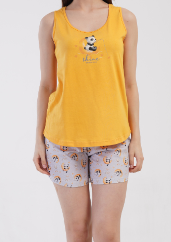 Piżama Damska Panda Shine, Żółty, S -XL