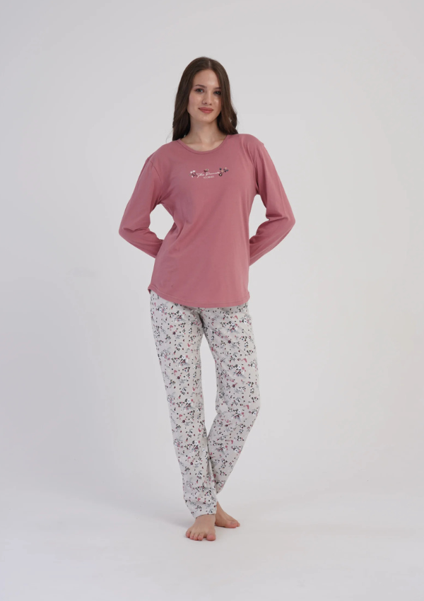 Piżama Damska Vienetta Pink Pattern, Różowy, r. M-XXL