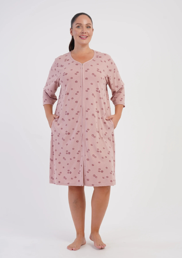 Szlafrok damski Vienetta Floral Zip, Różowy, r. 1XL-4XL