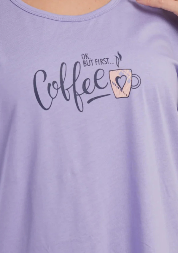Koszula Nocna Damska Vienetta Lavender Coffee, Fioletowy, r. 1XL - 4XL