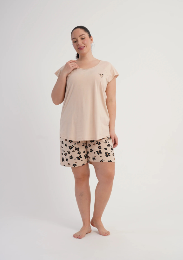 Piżama Damska Vienetta Floral Breeze, Beżowy, r. 1XL-4XL