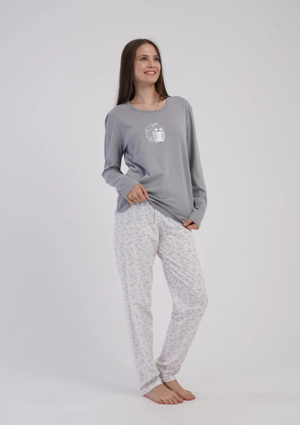 Piżama Damska Vienetta Gray Owl, Szary, r. M-XXL