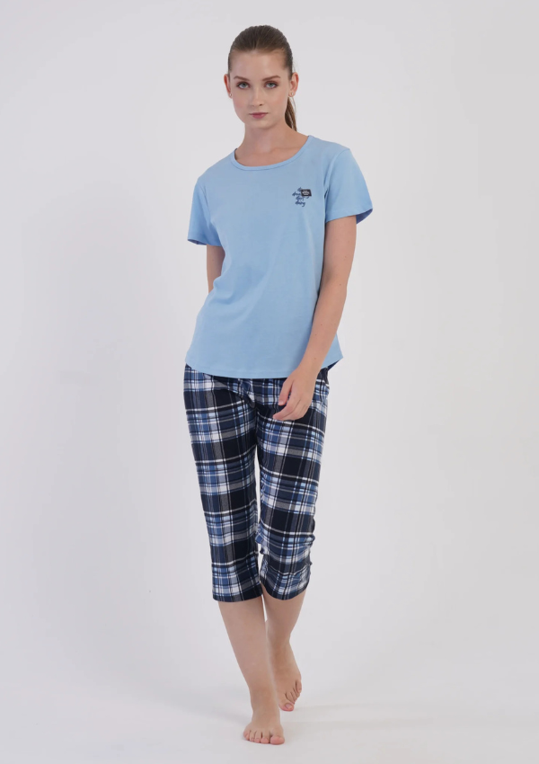Piżama Damska Vienetta Ocean Plaid, Niebieski, r. M-XXL