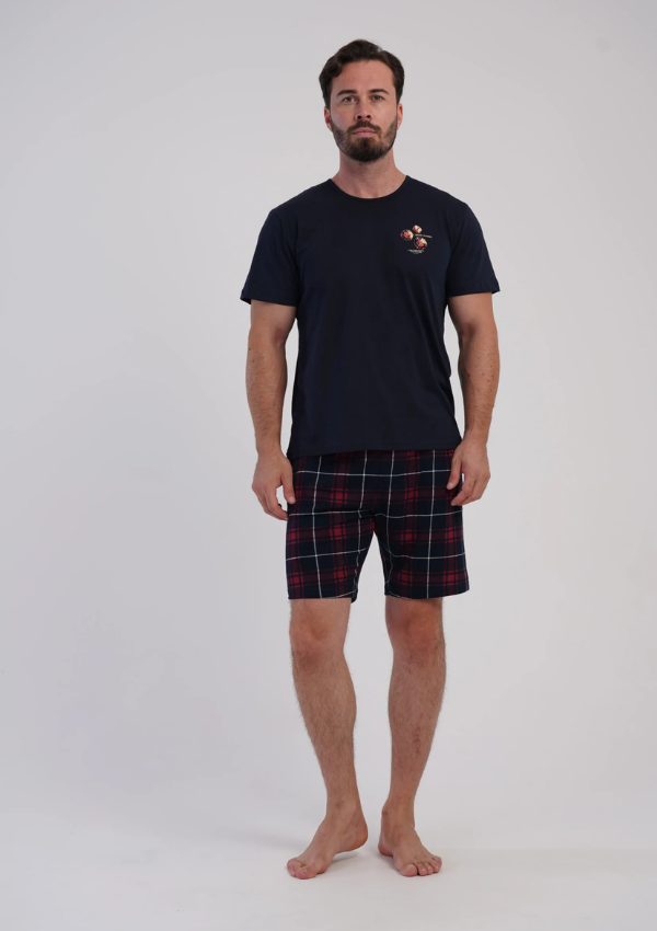 Piżama Męska Vienetta Navy Burgundy, Granatowy, r. M-XXL