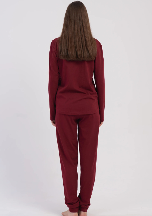 Piżama Damska Vienetta Cozy Comfort, Bordowy, r. S-XL