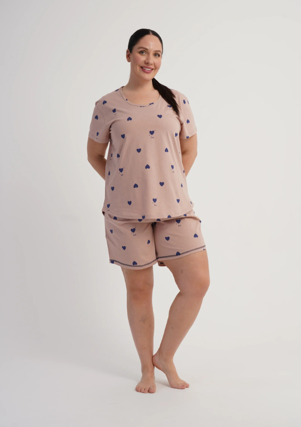 Piżama Damska Vienetta Navy Hearts, Różowy, r. 1XL-4XL