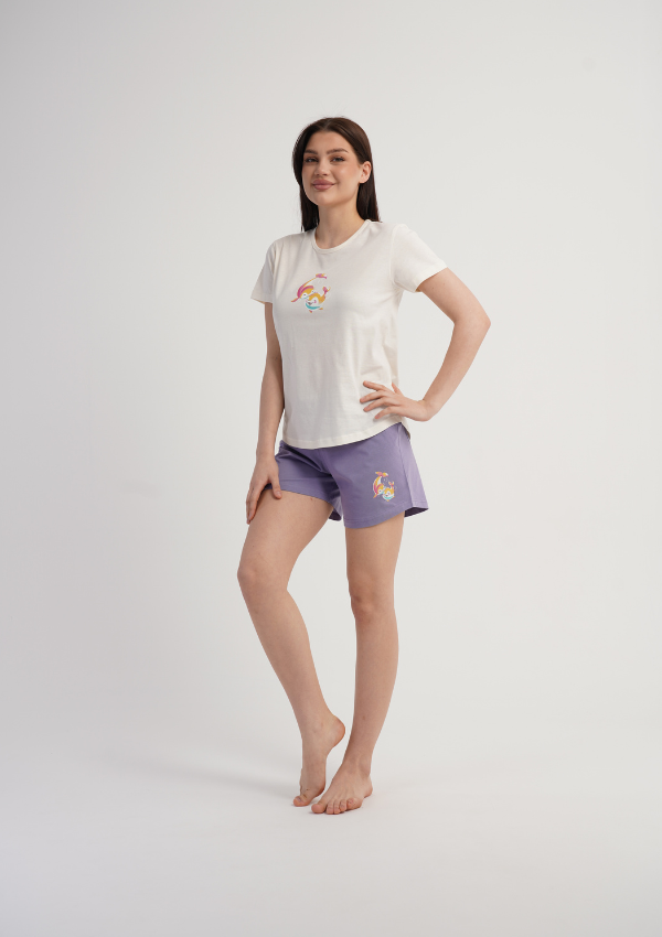 Piżama Damska Vienetta Unicorn Dream, Ecru, S -XL
