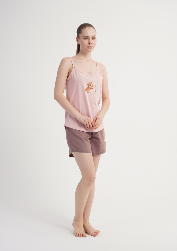 Piżama Damska Pink Bear, Różowy, S -XL
