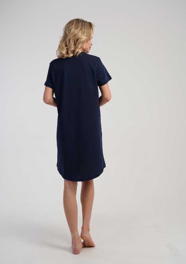 Koszula Nocna Vienetta Navy Bloom, Granatowy, r. M-XXL