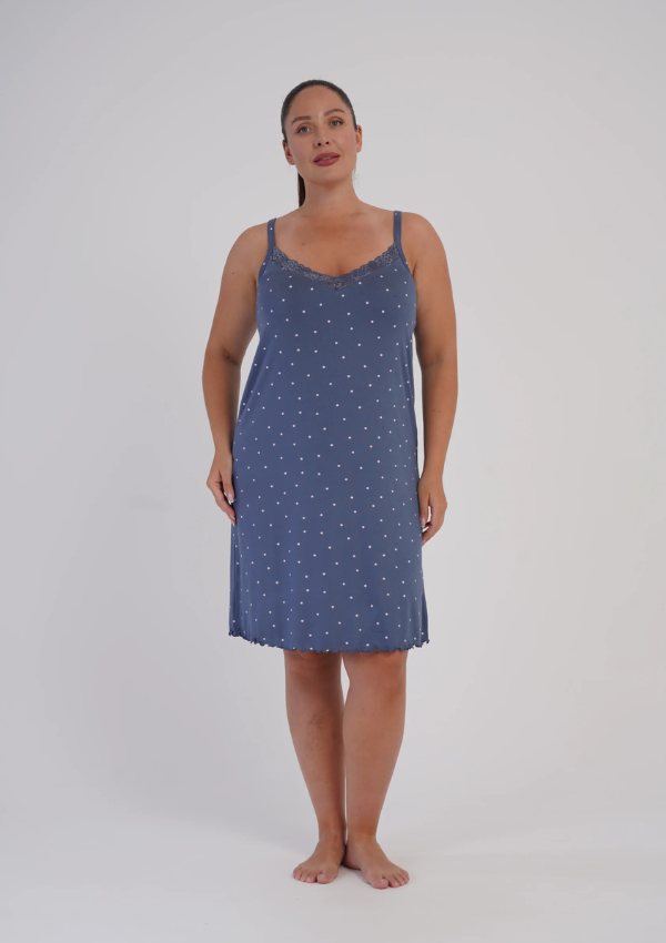 Koszula Nocna Damska Dots Lace, Niebieski, r. 1XL - 4XL