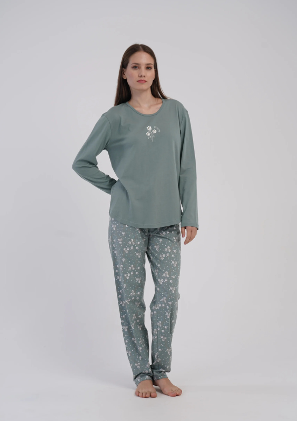 Piżama Damska Vienetta Green Meadow, Zielony, r. M-XXL