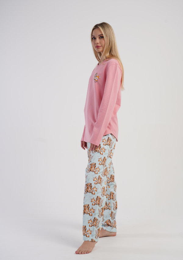 Piżama Damska Vienetta Cozy Pup, Różowy, r. S-XL