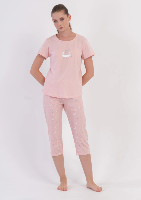 Piżama Damska Vienetta Pink Cloud, Różowy, r. S-XL