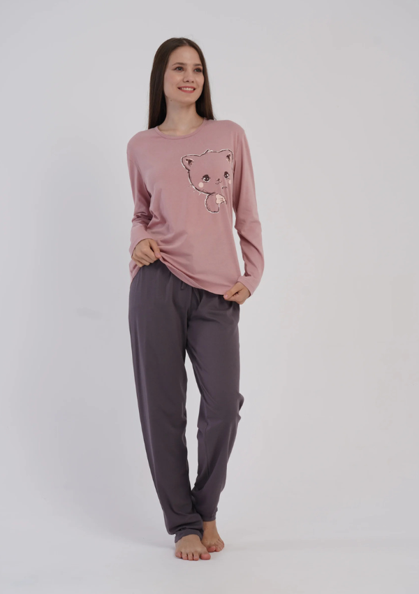 Piżama Damska Vienetta Sweet Cat, Różowy, r. S-XL