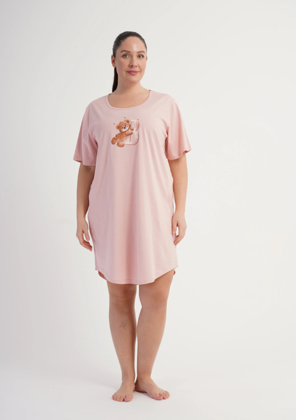 Koszula Nocna Damska Vienetta Pink Teddy, Różowy, r. 1XL - 4XL