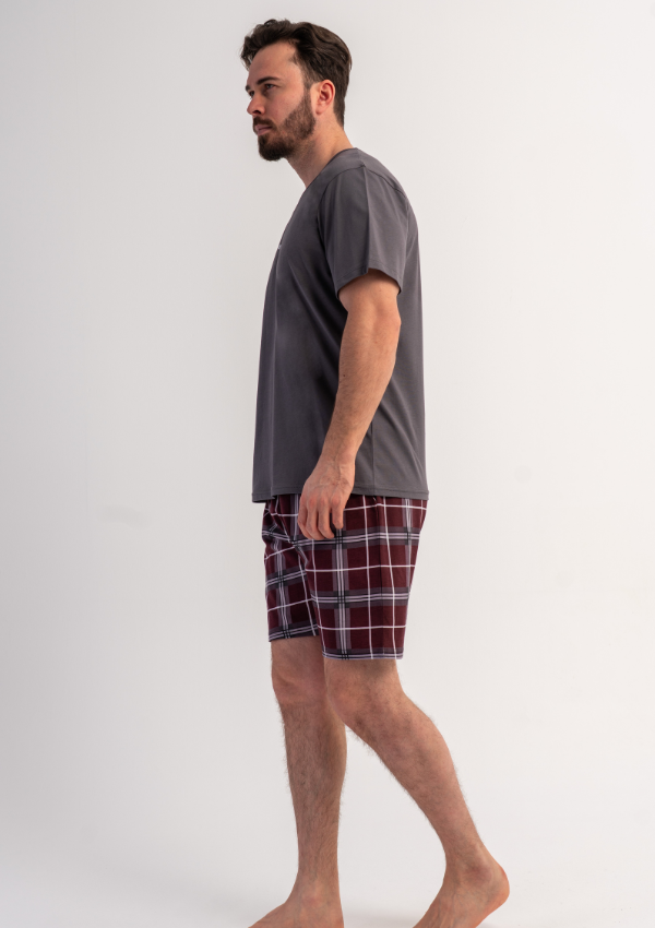 Piżama Męska Vienetta Graphite Check, Szary, r. 1XL-4XL