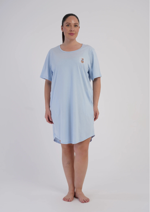 Koszula Nocna Damska Blue Teddy Harmony, Niebieski, r. 1XL - 4XL