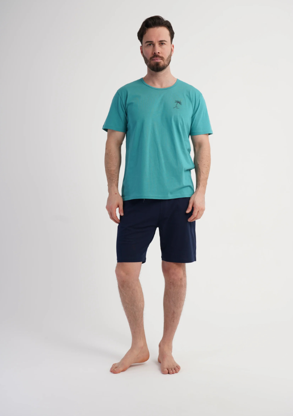Piżama Męska Vienetta Palm Chill, Morski, r. S-XL