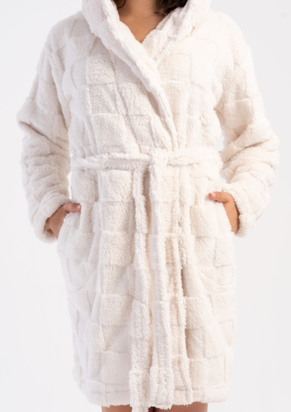 Szlafrok damski Vienetta, Soft Robe, Kremowy, r. S-L