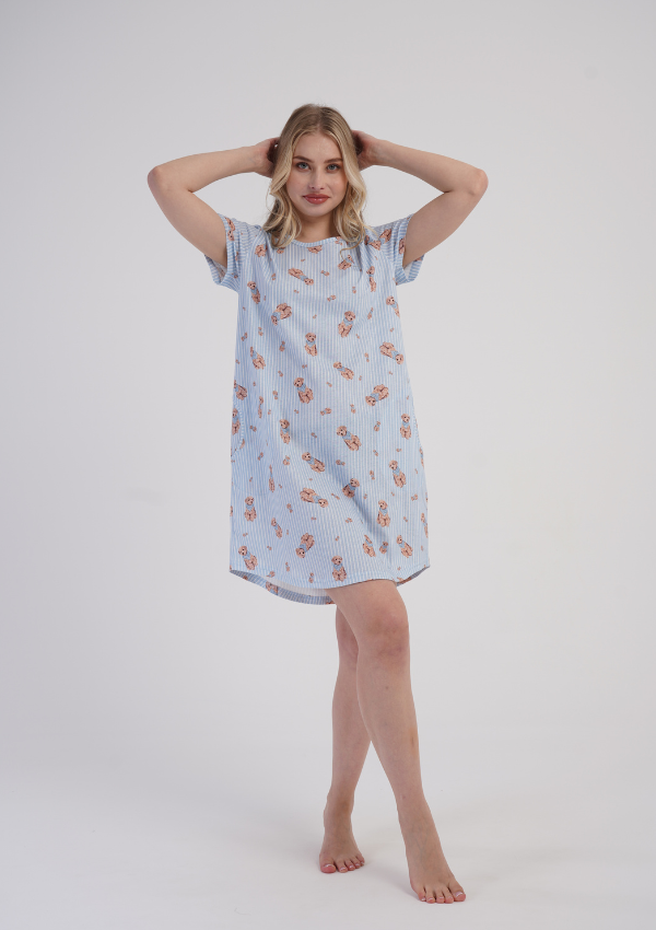 Koszula Nocna Vienetta Blue Teddy, Niebieski, r. M-XXL