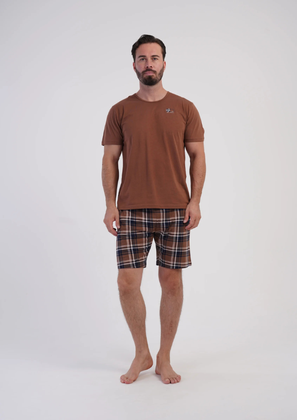 Piżama Męska Vienetta Mocha Navy, Brązowy, r. M-XXL