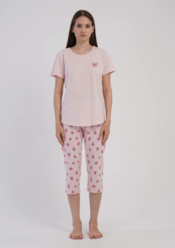 Piżama Damska Vienetta Happy always, Różowy, r. S-XL